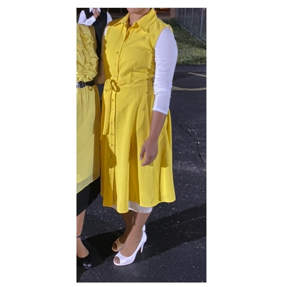 Yellow Button Down Dress w/ Pockets